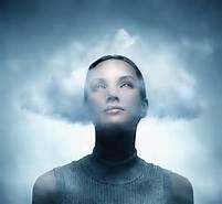 Woman with cloud around head symbolizing brain fog and cognitive health issues