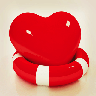Red heart resting inside a life preserver, symbolizing heart health and functional medicine