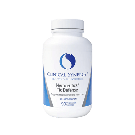 Clinical Synergy Mycoceutics Tic Defense dietary supplement bottle, 90 vegetarian capsules