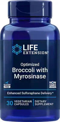 Life Extension Optimized Broccoli with Myrosinase vegetarian capsules dietary supplement bottle