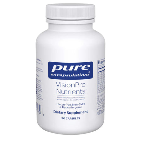 Pure Encapsulations VisionPro Nutrients dietary supplement bottle, 90 capsules, gluten-free.