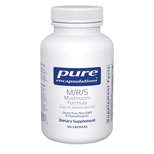 Pure Encapsulations M/R/S Mushroom Formula dietary supplement bottle, 120 capsules