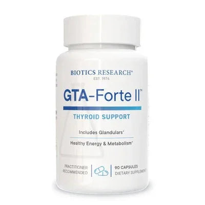 GTA-Forte II thyroid support supplement bottle with 90 capsules for energy and metabolism