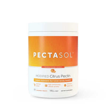 PectaSol modified citrus pectin supplement chewable tablets container, front label visible