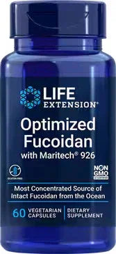 Bottle of Life Extension Optimized Fucoidan Maritech 926 dietary supplement, 60 capsules