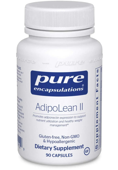 AdipoLean II dietary supplement bottle, gluten-free, non-GMO, 90 capsules