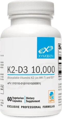 K2-D3 10,000 dietary supplement bottle with 60 vegetarian capsules
