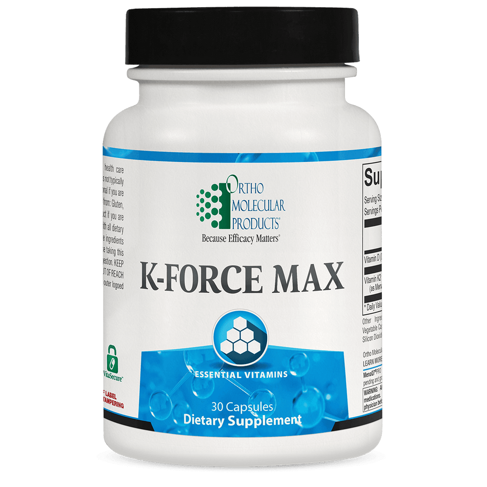 K-Force Max dietary supplement bottle with 30 capsules and essential vitamins label
