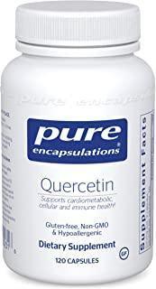 Pure Encapsulations Quercetin dietary supplement bottle, 120 capsules, gluten-free, hypoallergenic.