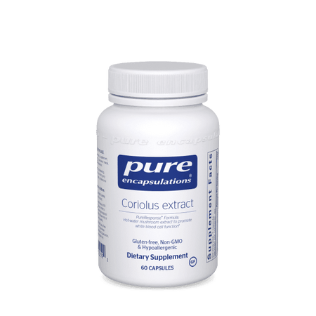 Pure Encapsulations Coriolus extract dietary supplement bottle, 60 capsules