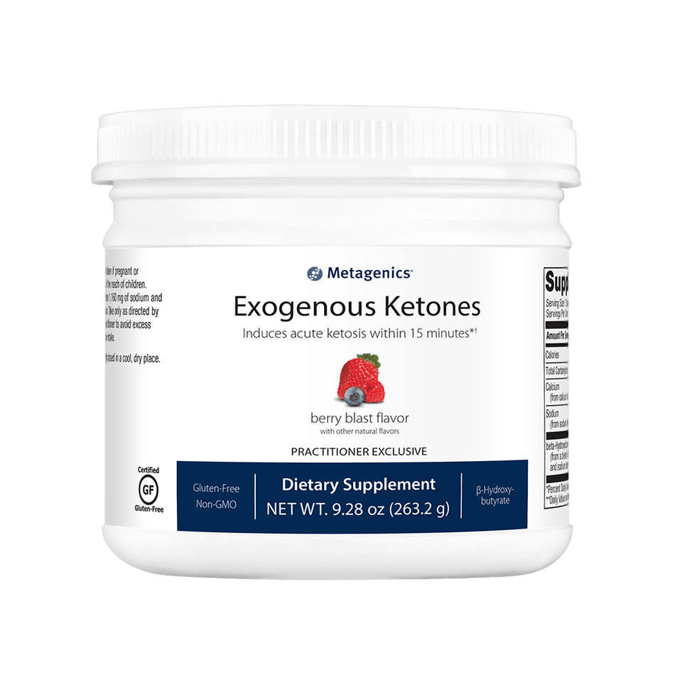 Exogenous Ketones dietary supplement berry blast flavor, practitioner exclusive, 9.28 oz jar