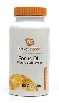NeuroScience Focus DL dietary supplement bottle with orange cap, 60 capsules