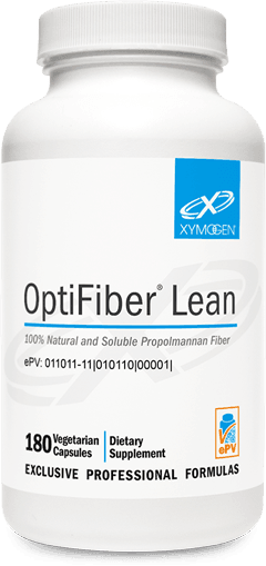 OptiFiber Lean dietary supplement bottle with 180 vegetarian capsules for digestive health.