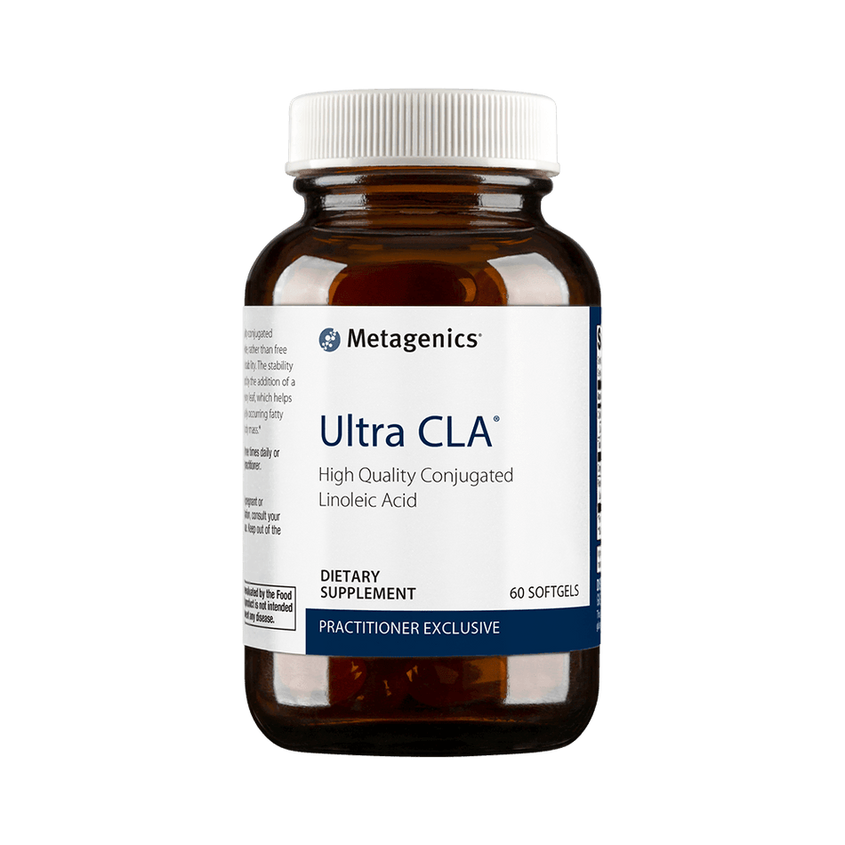 Ultra CLA dietary supplement bottle with 60 softgels, high quality conjugated linoleic acid