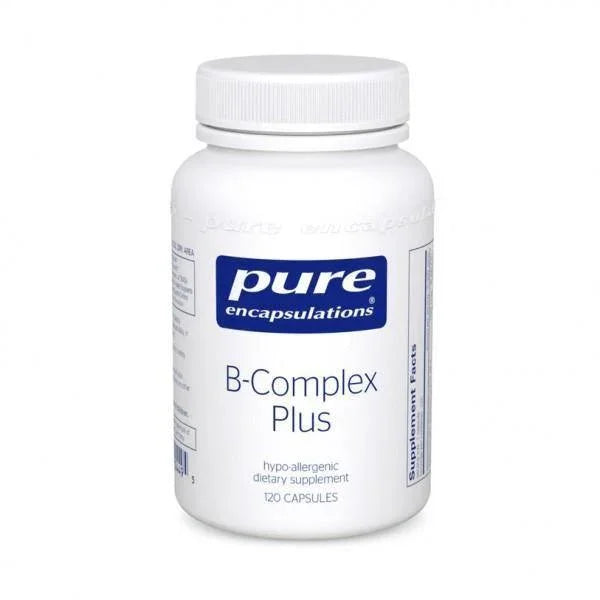 Pure Encapsulations B-Complex Plus supplement bottle, 120 capsules, dietary supplement