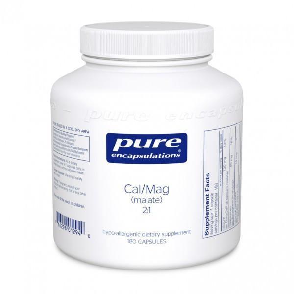 Pure Encapsulations Cal/Mag malate 2:1 dietary supplement bottle with 180 capsules