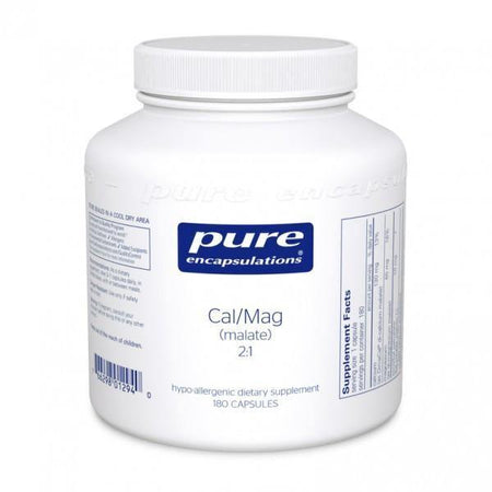 Pure Encapsulations Cal/Mag malate 2:1 dietary supplement bottle with 180 capsules