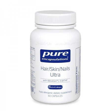 Pure Encapsulations Hair Skin Nails Ultra supplement bottle, 60 capsules, dietary support